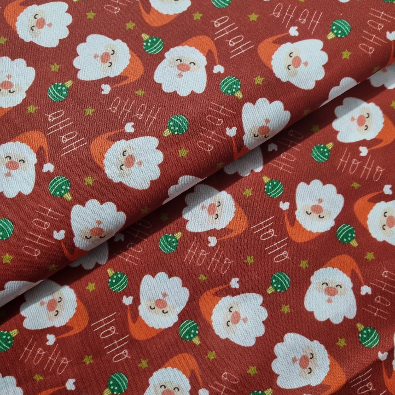 Tecido Digital Círculo Papai Noel HOHO