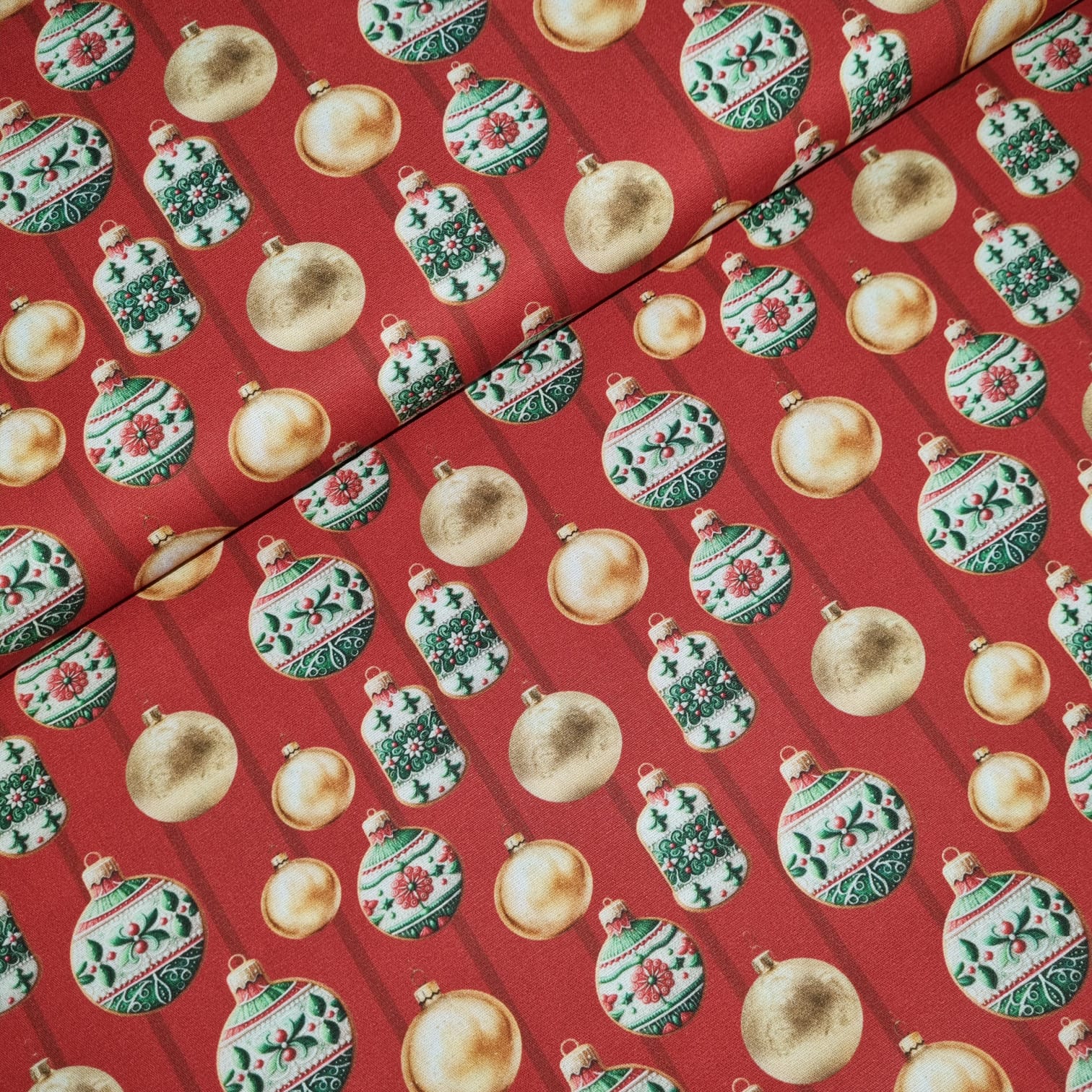 Tecido Digital Biscoitos e Bolas Natalinas