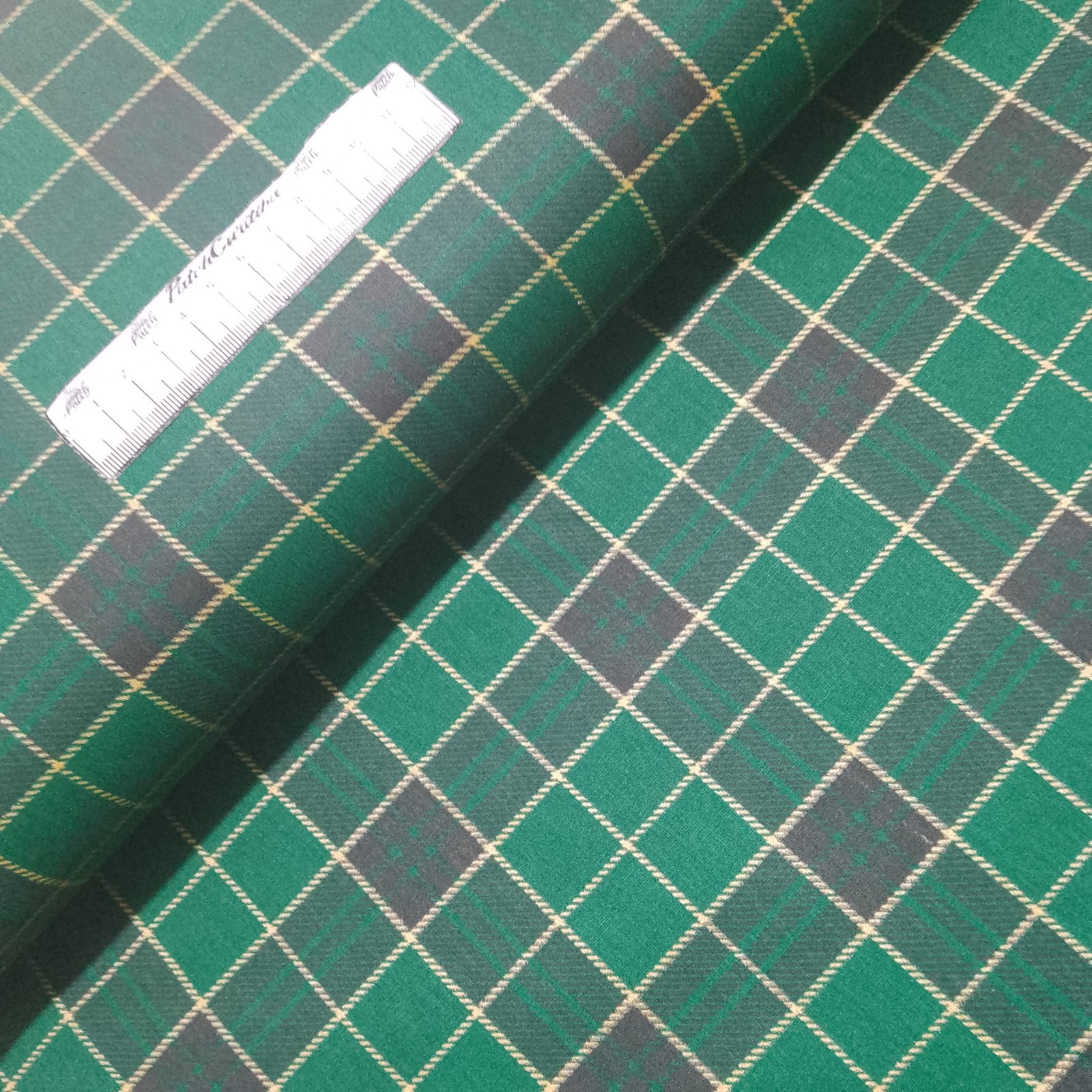 Tricoline natal xadrez verde musgo 25x150cm - Un - Pura Trama