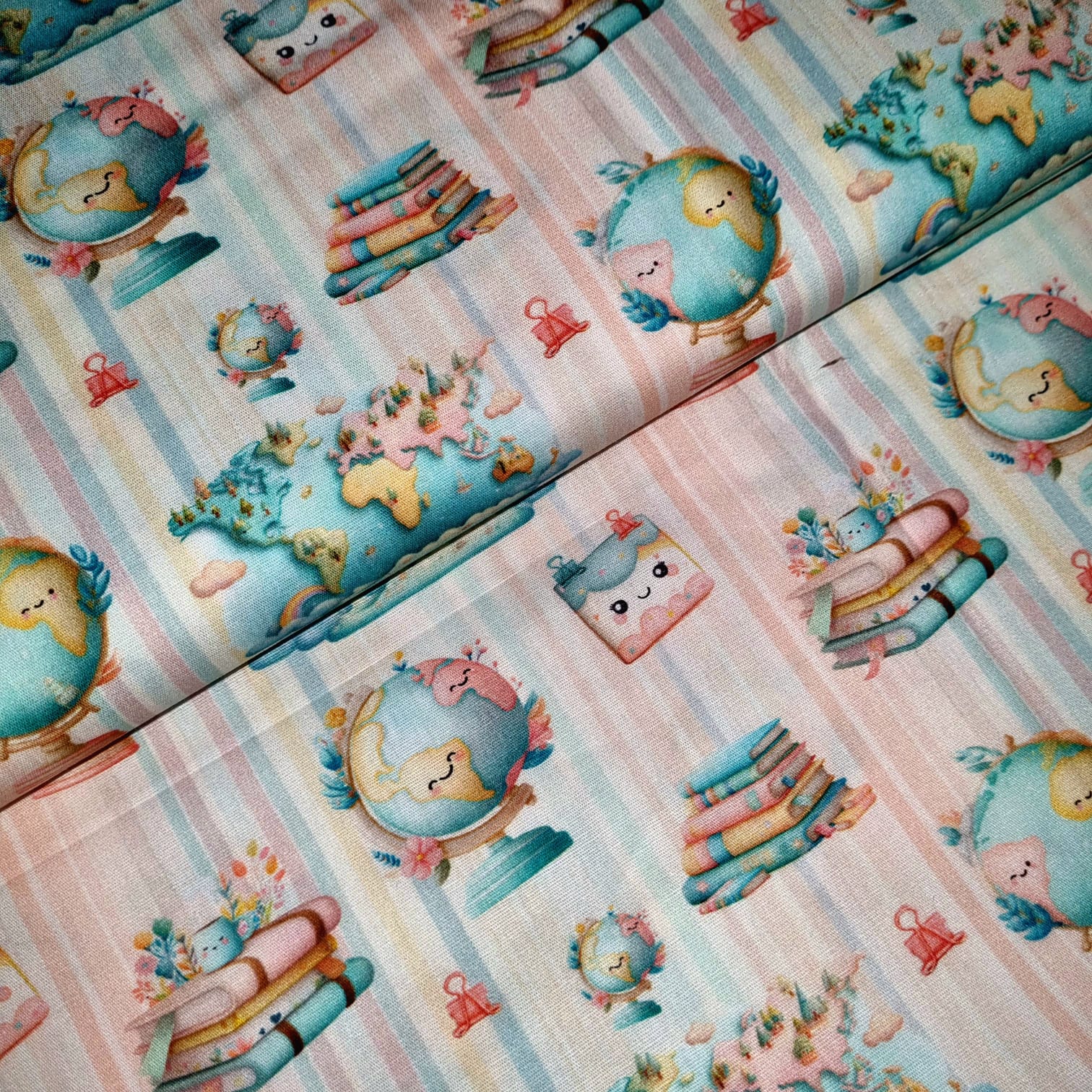 Tecido Tricoline Digital Livros fd Listrado