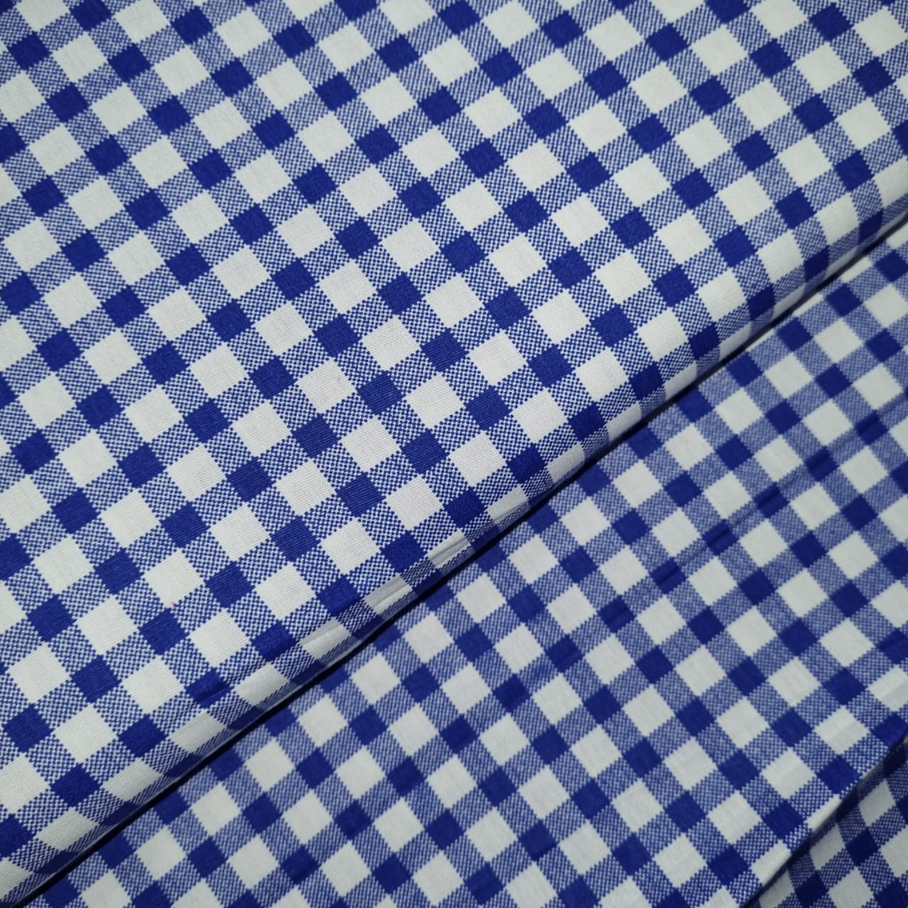 Tecido Tricoline Xadrez Azul Royal M