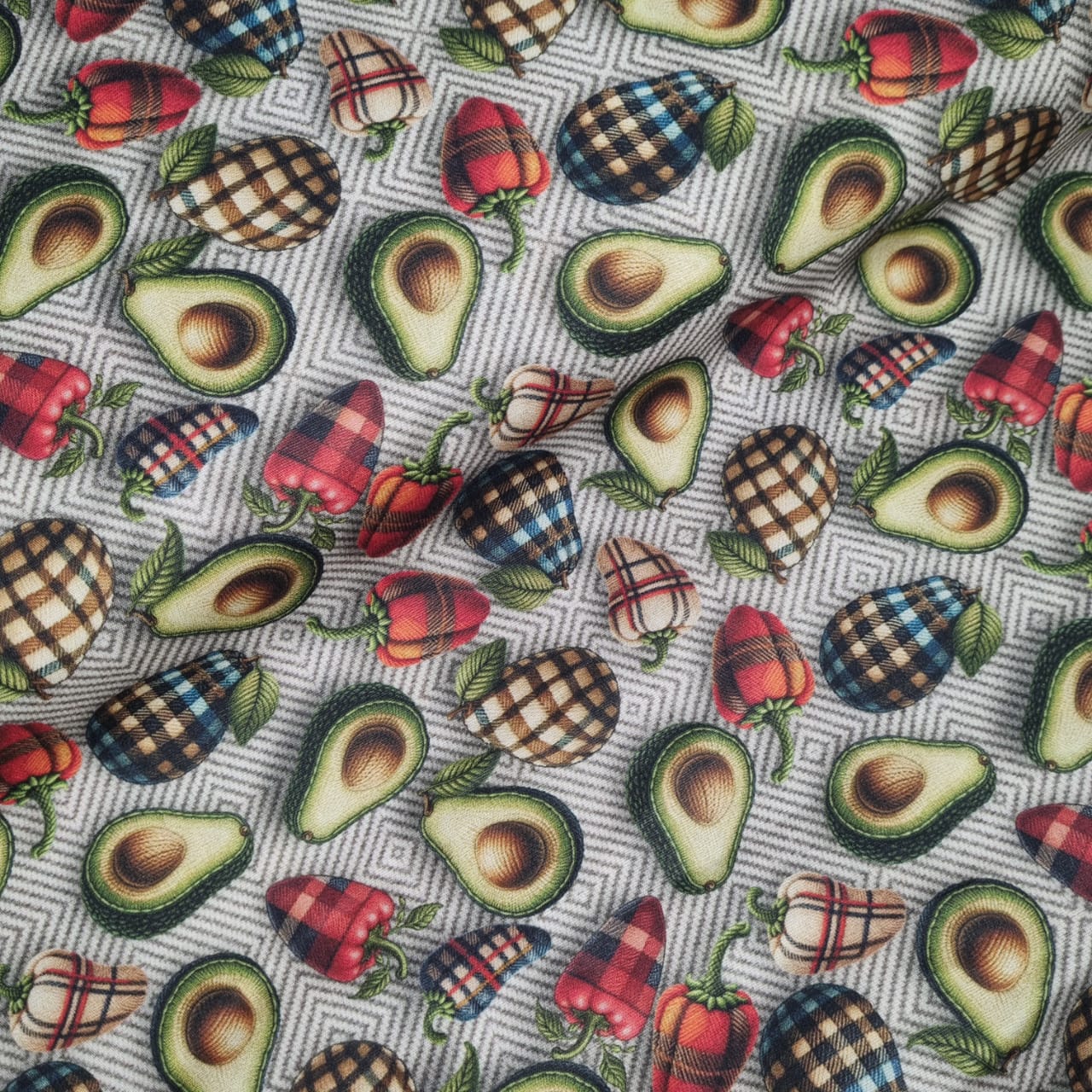 Tecido Digital Tricoline Avocados Xadrez