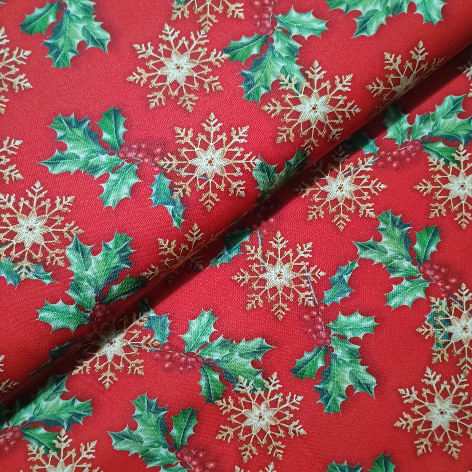 Tecido Tricoline Natal Dourado