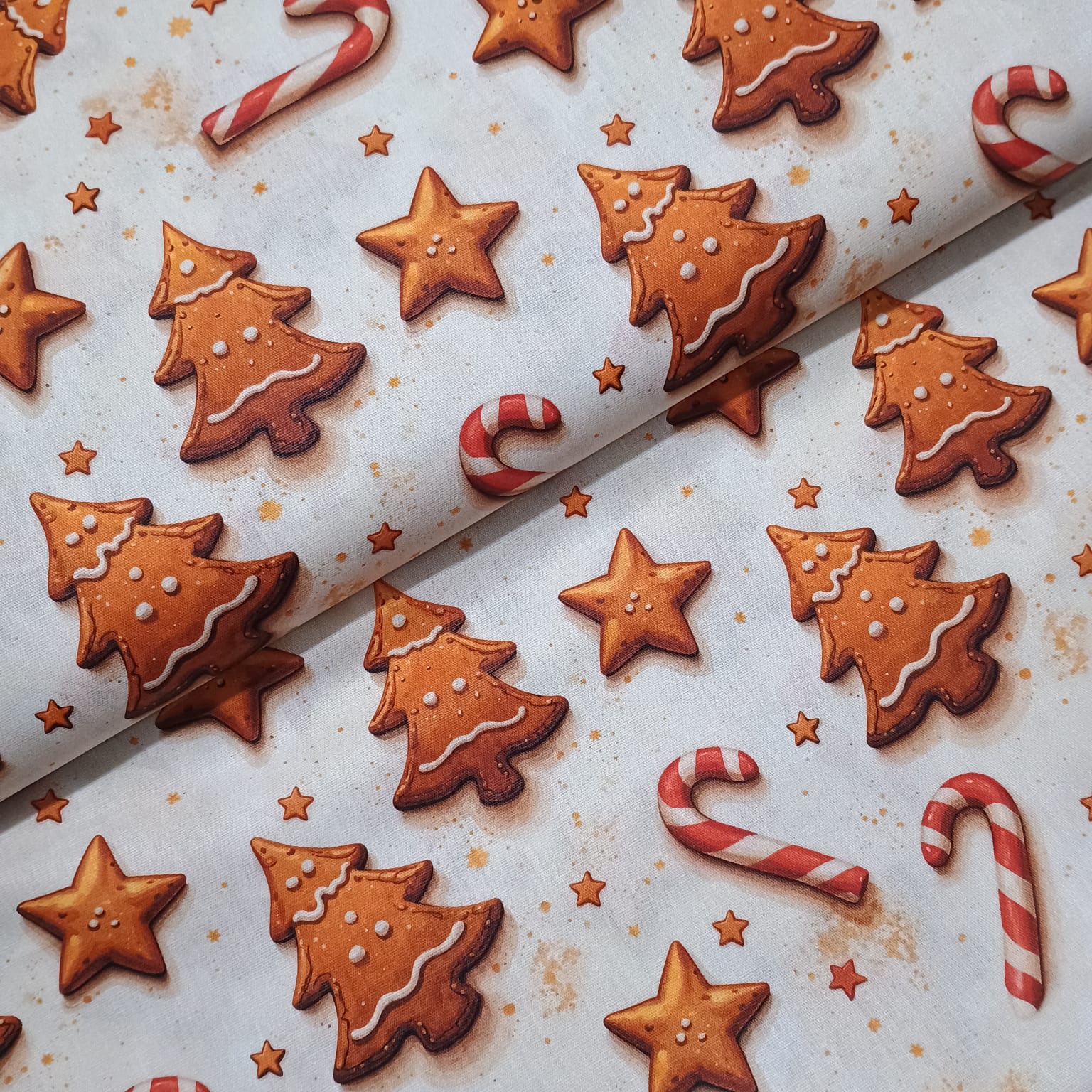 Tecido Tricoline Biscoitos Natalinos