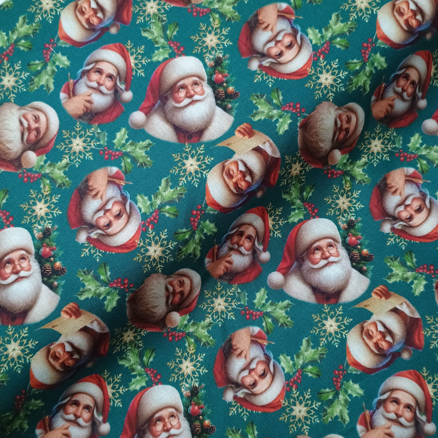 Tecido Tricoline Natalino Sant'Claus