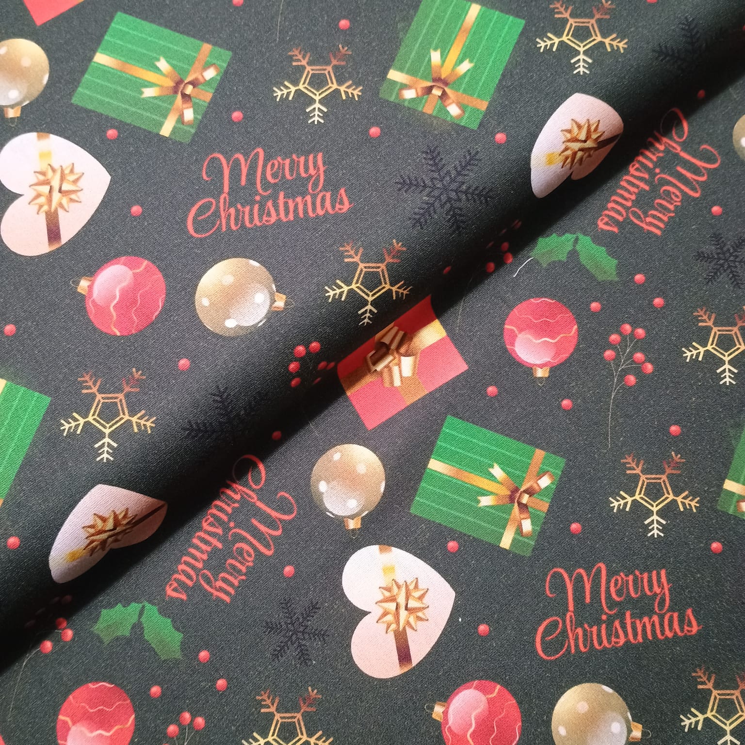 Tecido Tricoline Merry Christmas