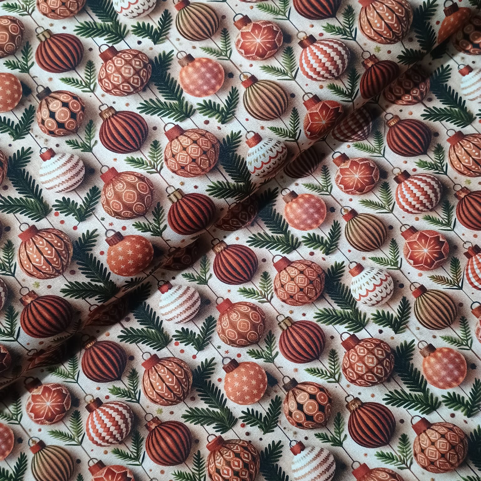 Tecido Tricoline Bolas Natalinas