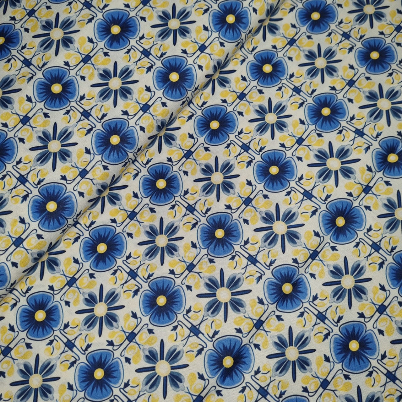 Tecido Tricoline Digital Azulejo Português 2