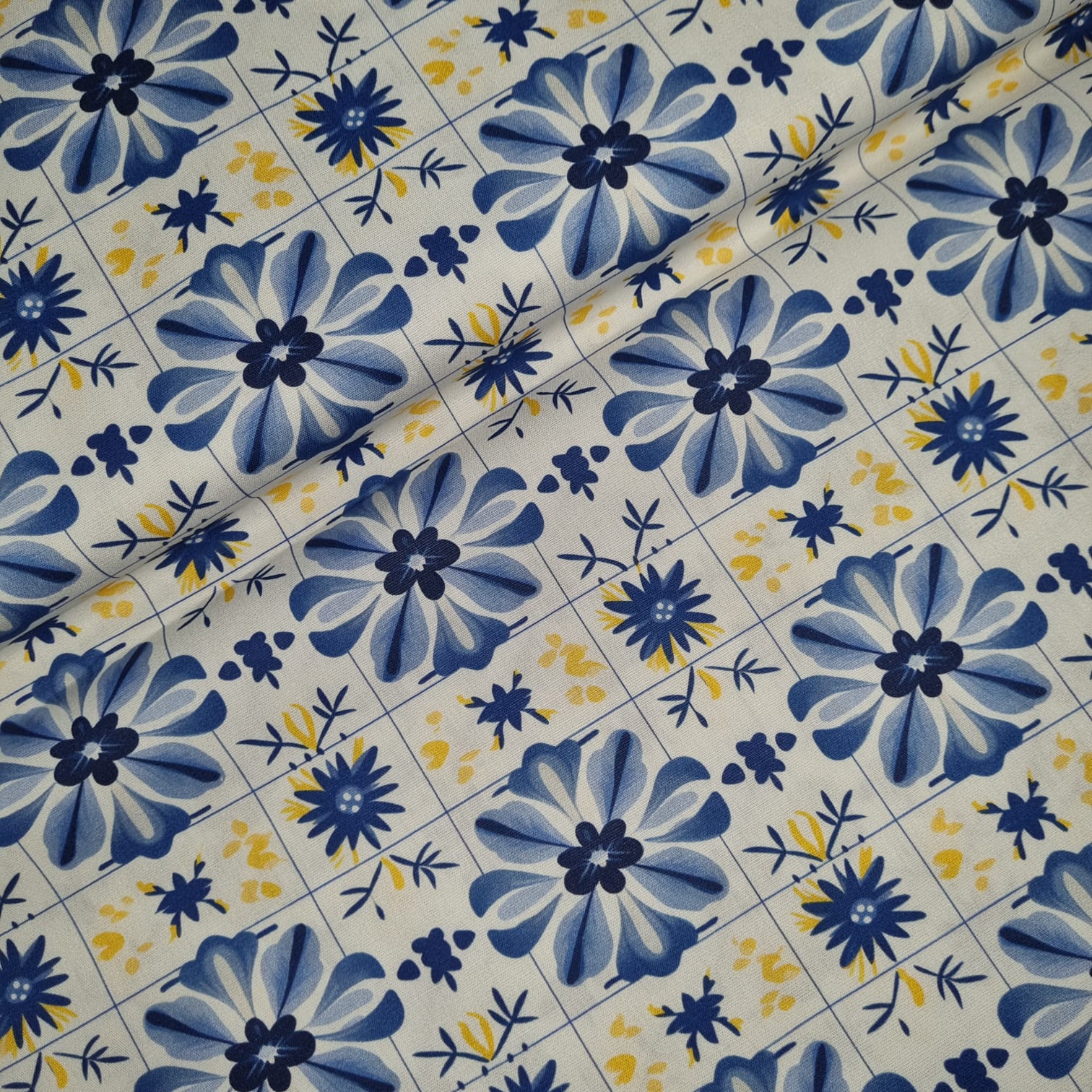 Tecido Tricoline Digital Azulejo Português 4