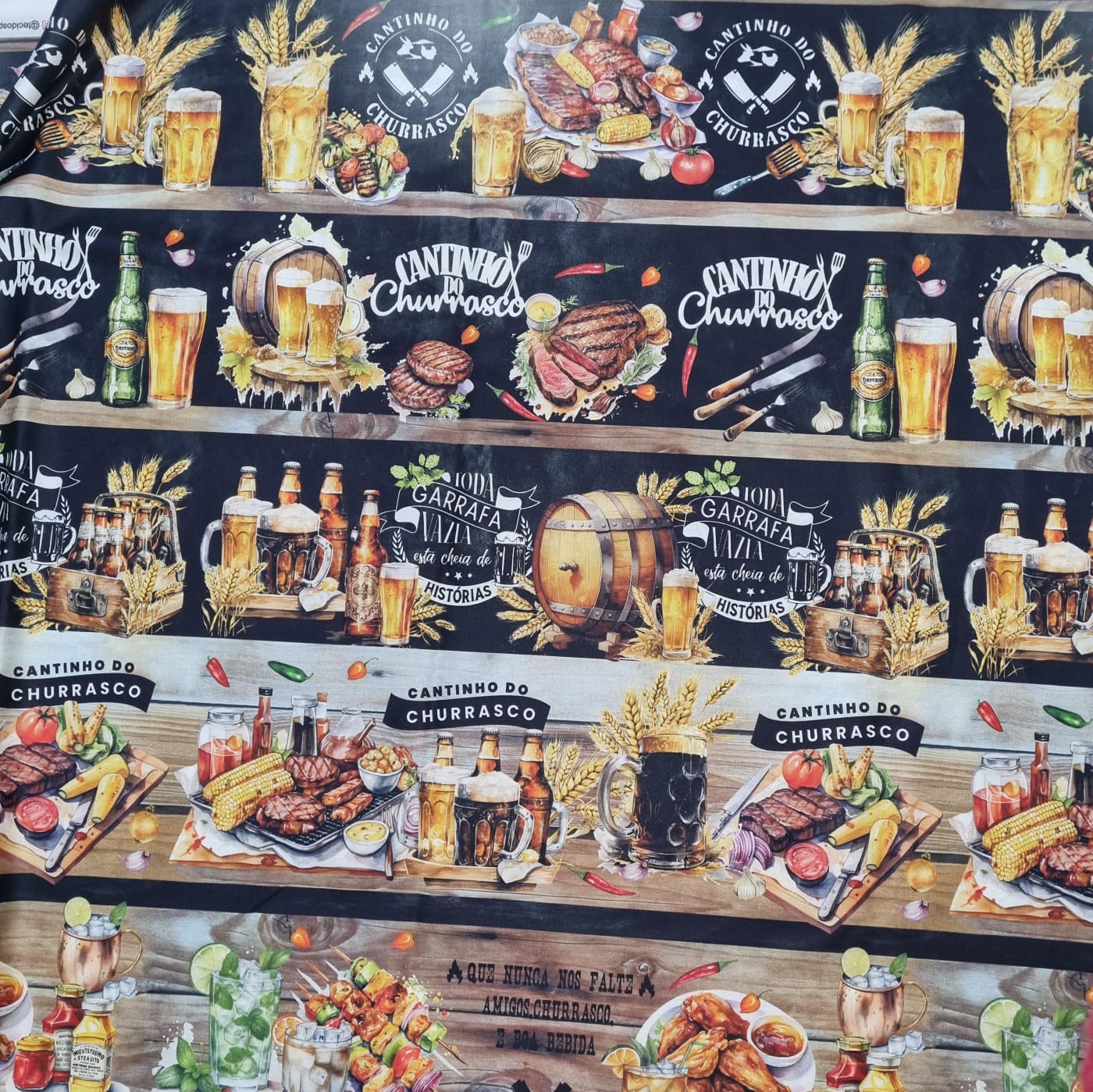 Tecido Tricoline Digital Barrado Cantinho do Churrasco