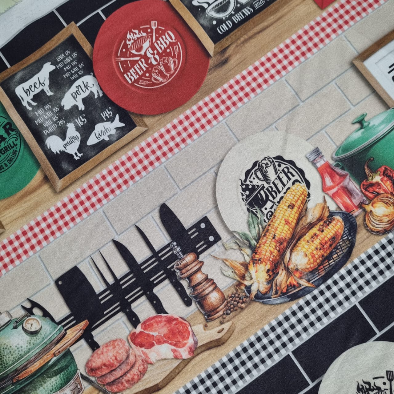 Tecido Tricoline Digital Barrado Churrasco