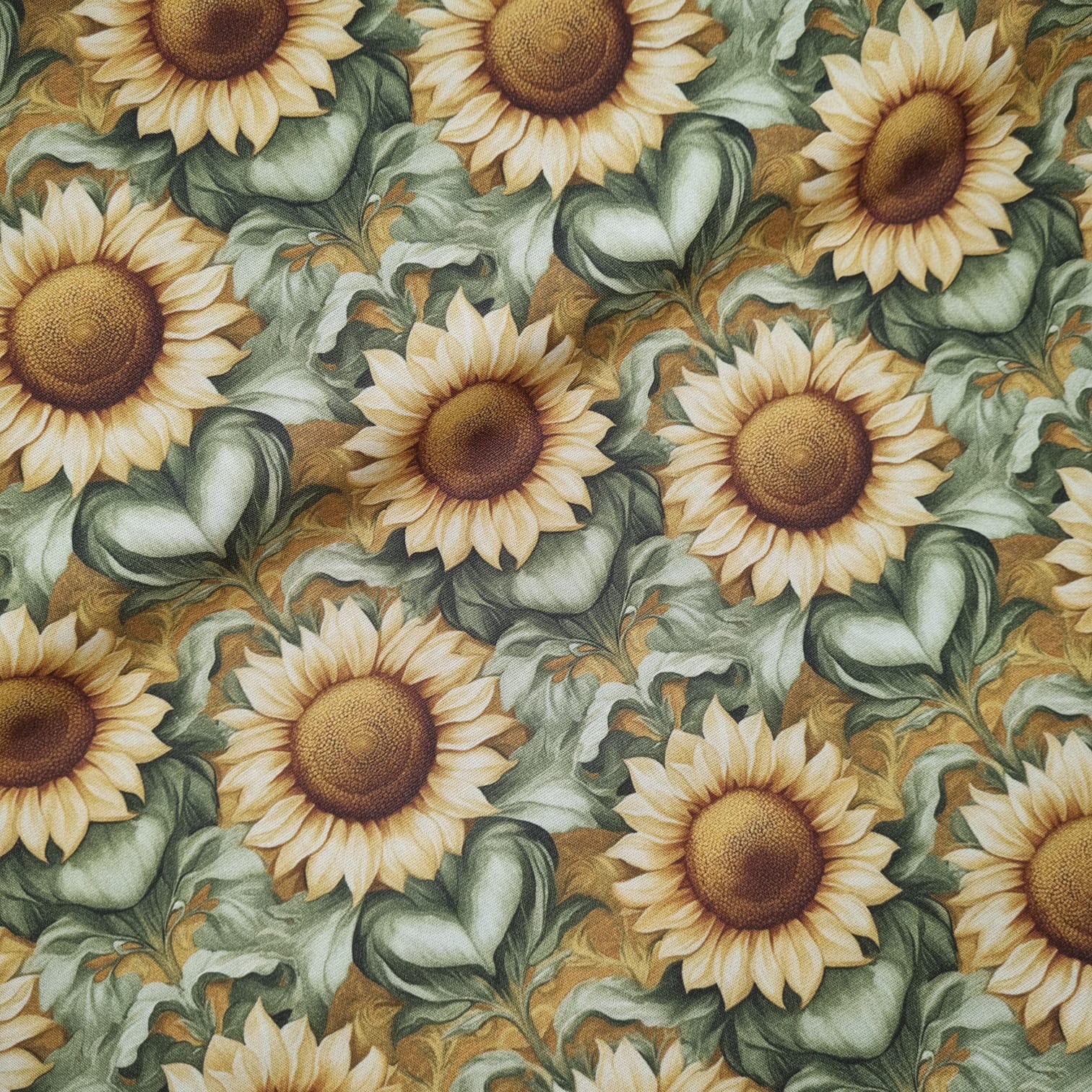 Tecido Tricoline Digital Coleção Campo Dourado Girassóis Grande