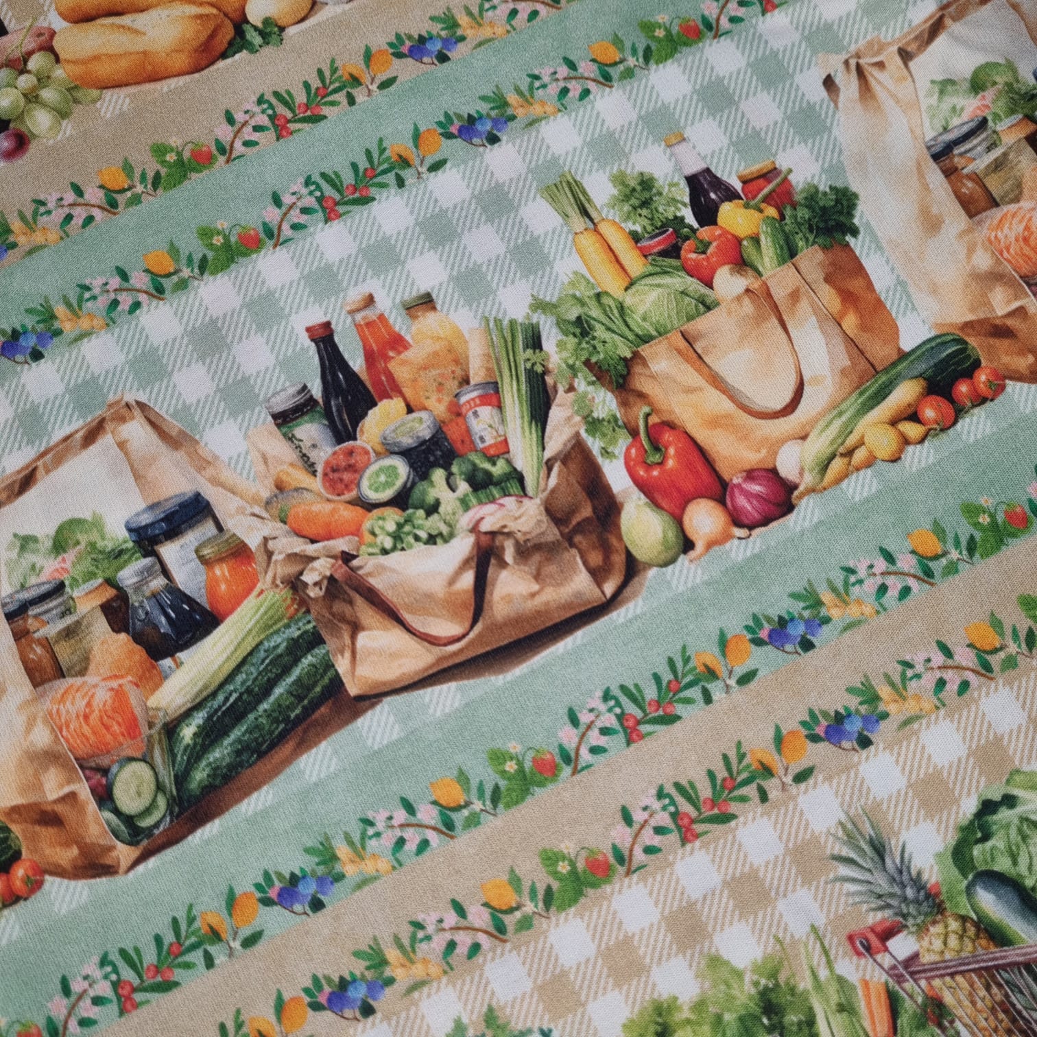 Tecido Tricoline Digital Barrado Mesa Colonial