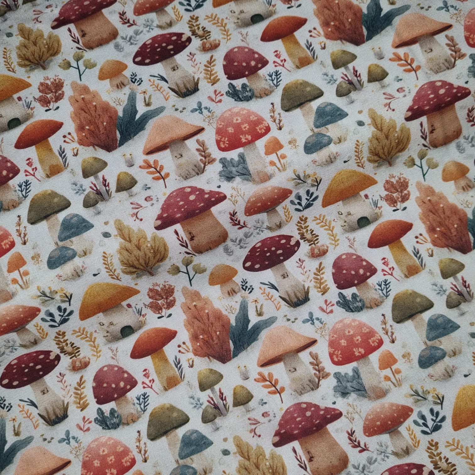 Tecido Tricoline Digital Boho Cogumelos e Flores
