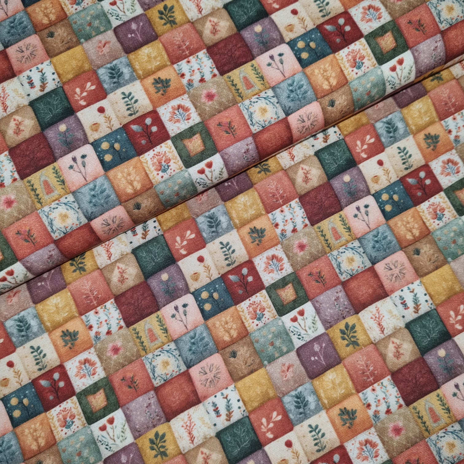 Tecido Tricoline Digital Boho Floral Patch