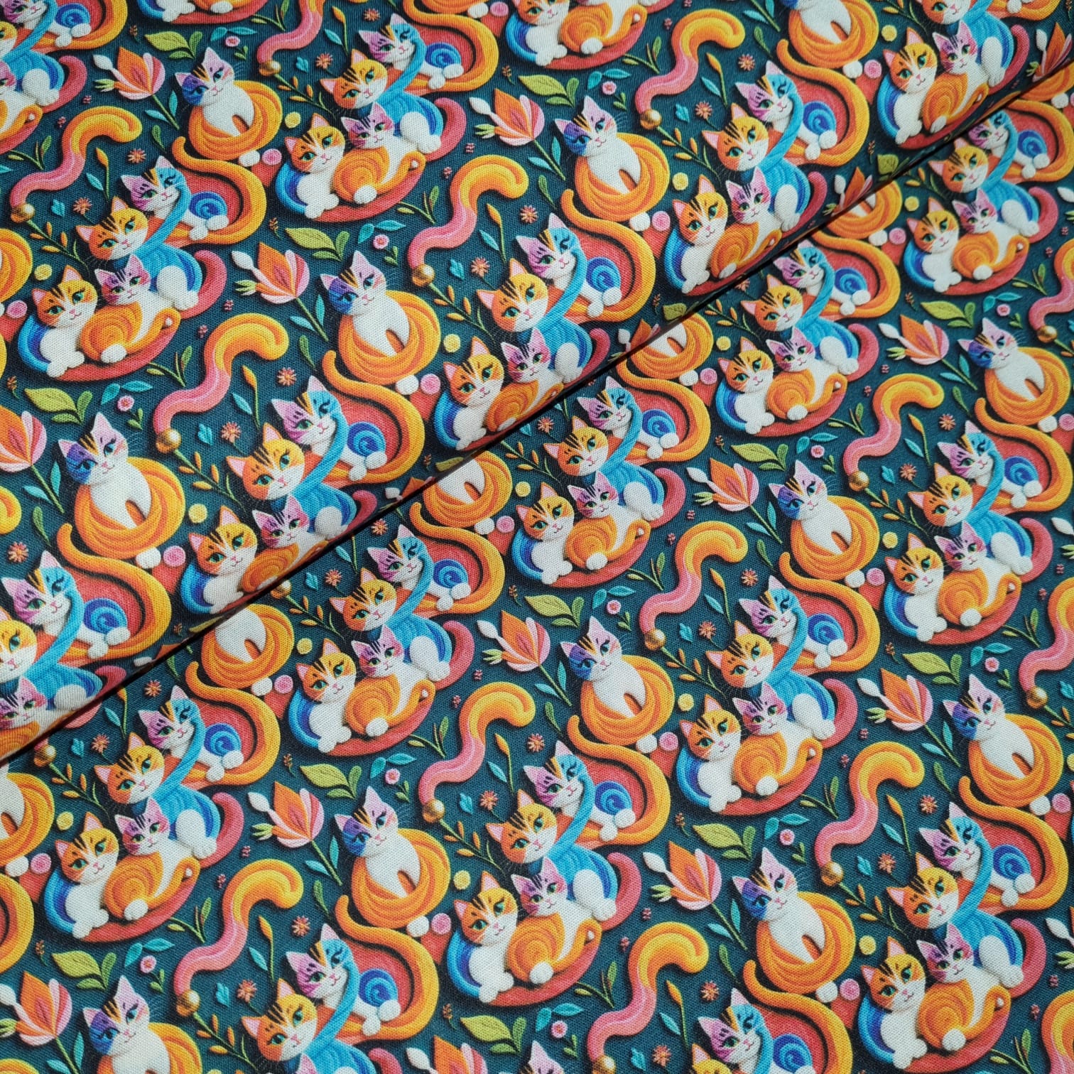 Tecido Tricoline Digital Cat's and Colors