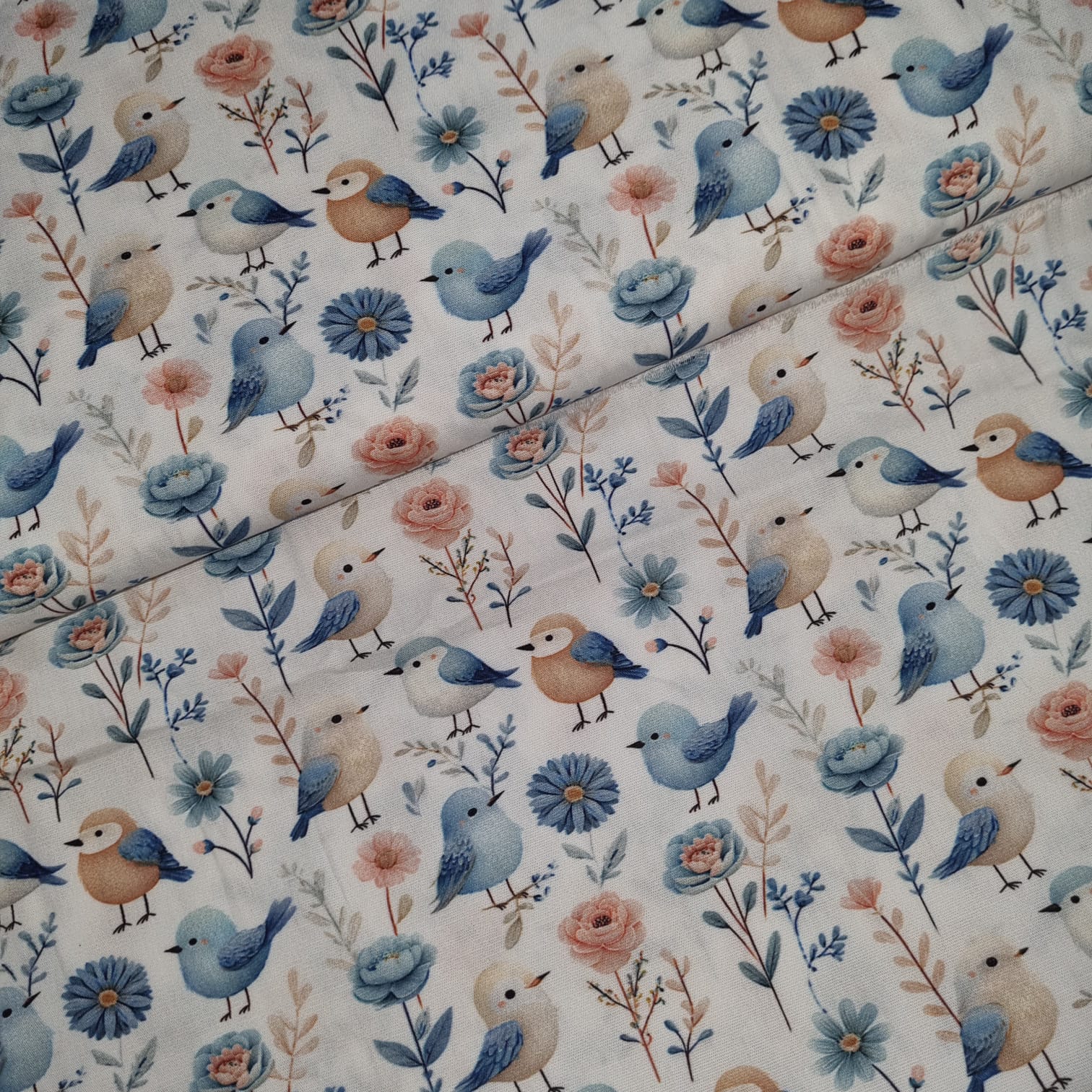 Tecido Tricoline Digital Coleção Amandita Passáros e Flores