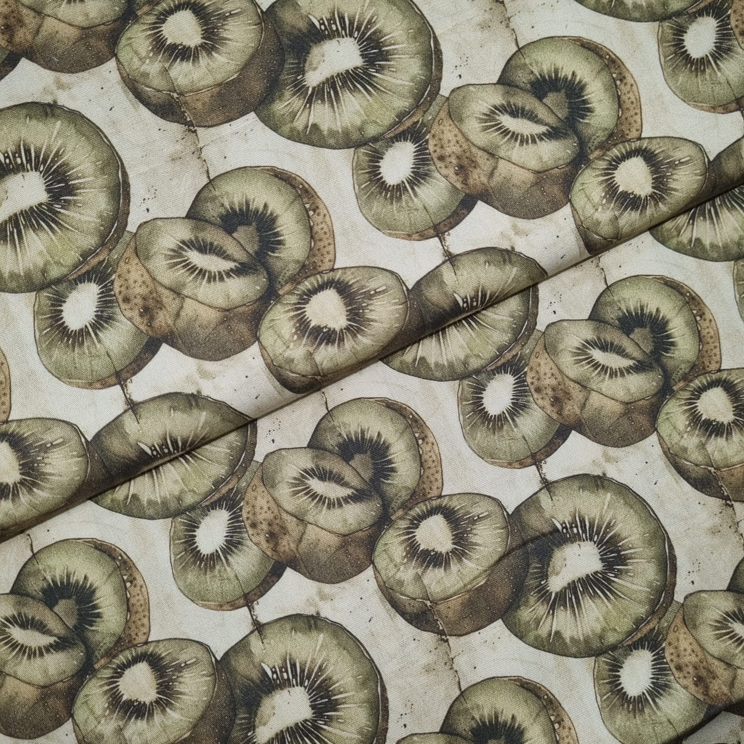 Tecido Tricoline Digital Coleção Frutas Vintage Kiwi