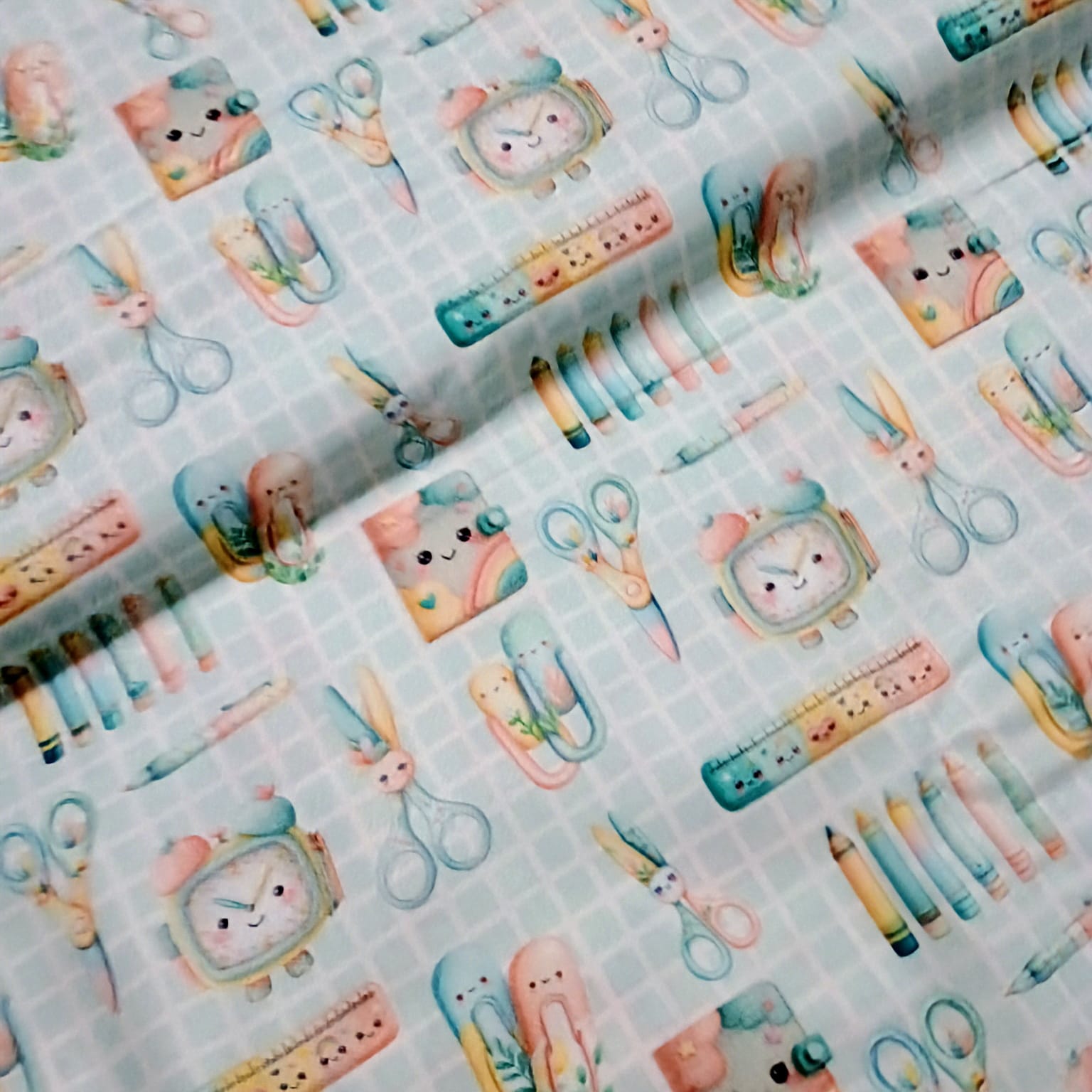 Tecido Tricoline Digital Escolar fd Quadriculado