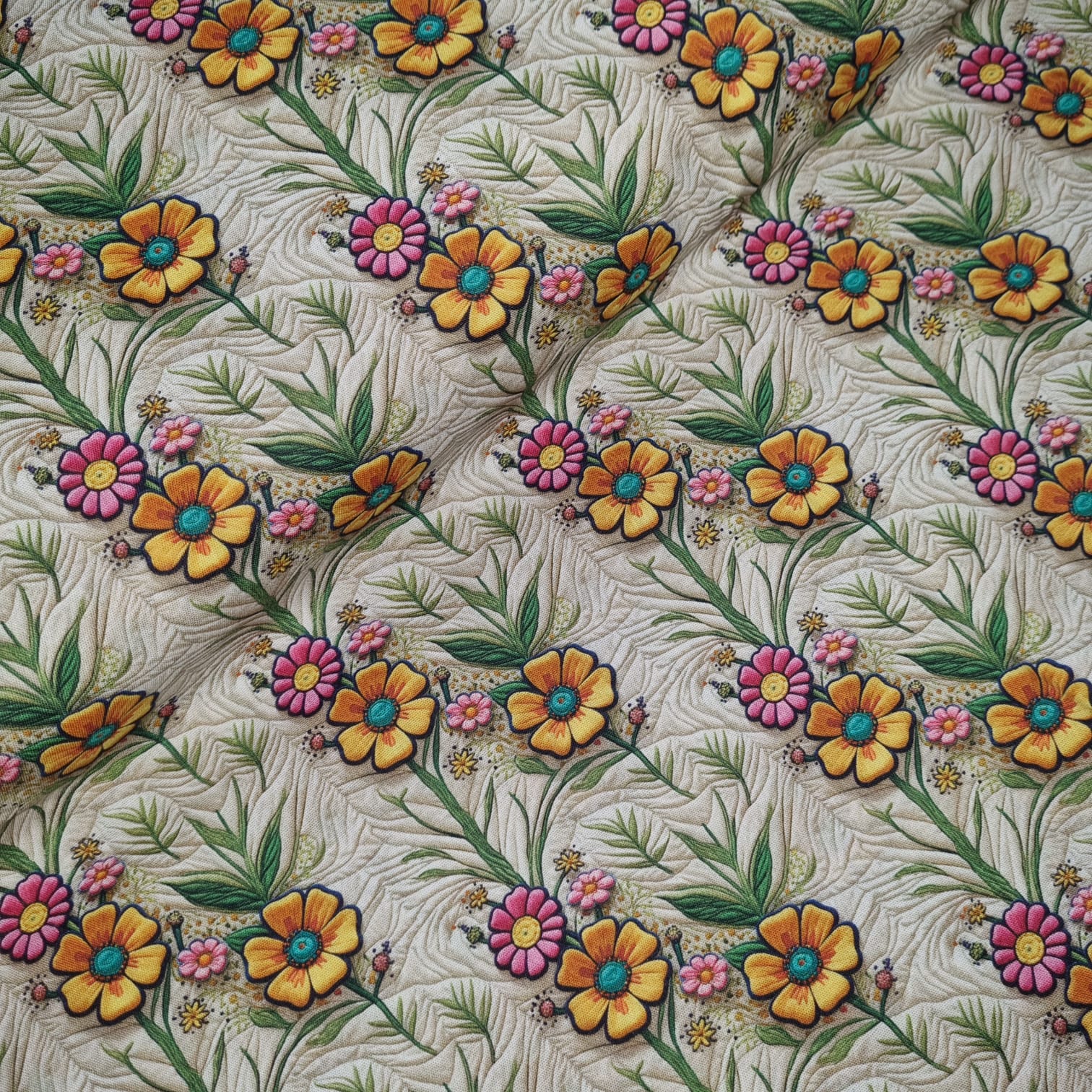 Tecido Tricoline Digital Floral Puff