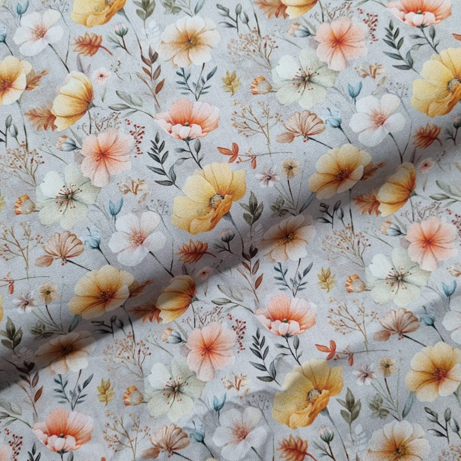 Tecido Tricoline Digital Flores e Ramos Delicados 2