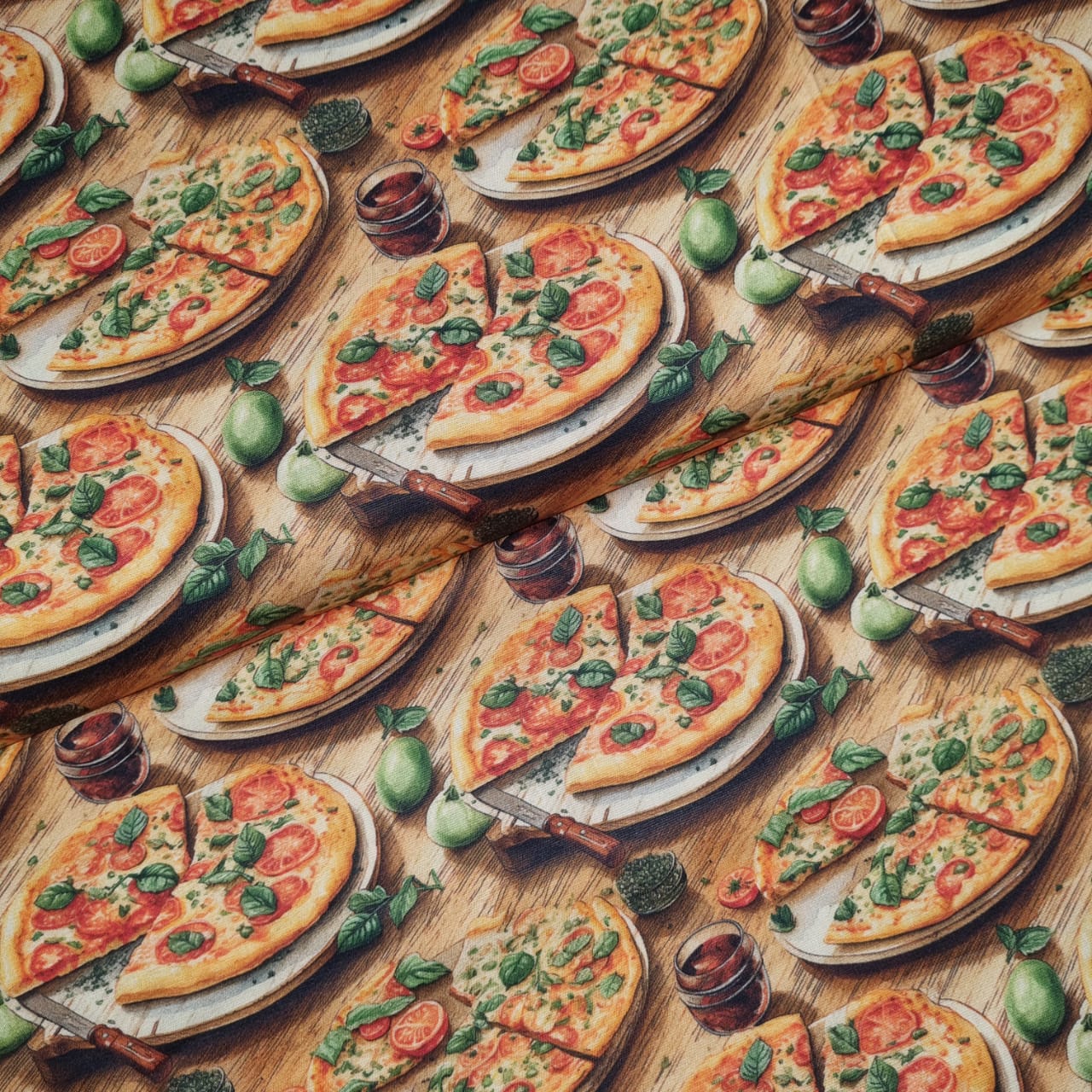 Tecido Tricoline Digital Pizzas e Temperos