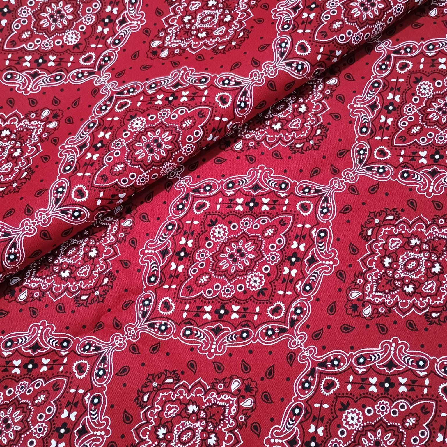 Tecido Tricoline Bandana Vermelha