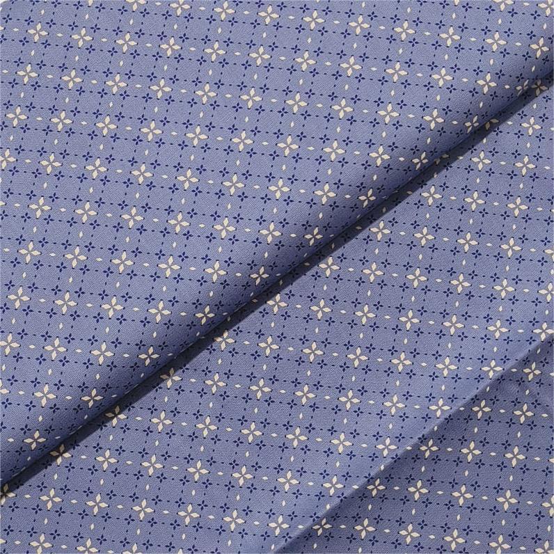 Tecido Tricoline Geométrico Ponto de Luz Azul Envelhecido