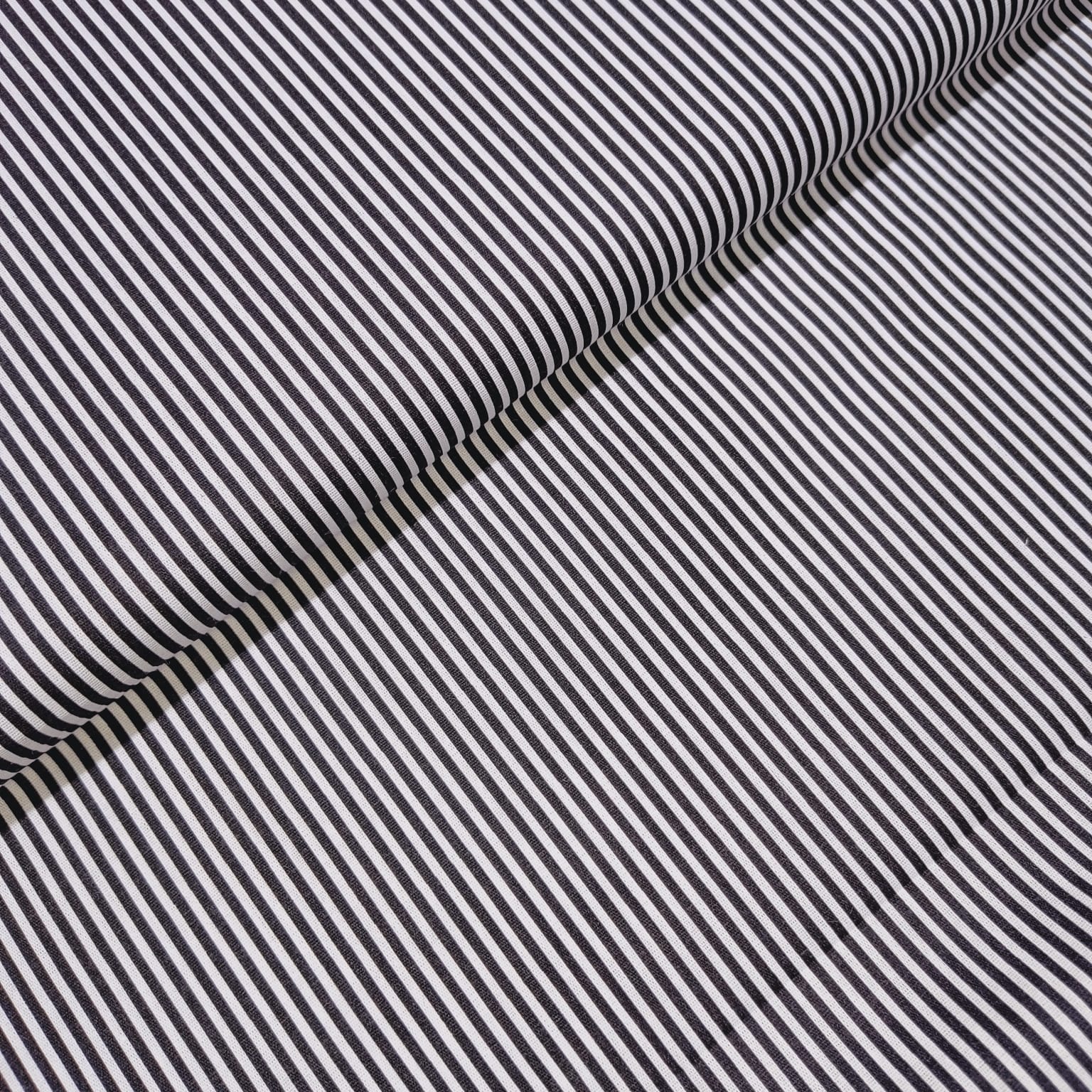 Tecido Tricoline Listras Branca e Preto