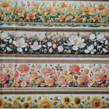 Tecido Tricoline Digital Barrado Jardim Floral