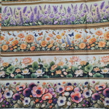 Tecido Tricoline Digital Barrado Jardim Floral