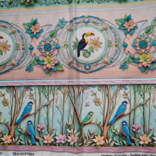 Tecido Tricoline Digital Barrado Passáros