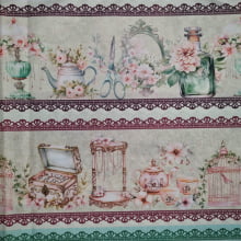 Tecido Tricoline Digital Barrado Vintage