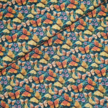 Tecido Tricoline Digital Borboletas Amarelas e Laranjas 