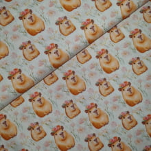 Tecido Tricoline Digital Capivara Delicada