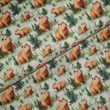 Tecido Tricoline Digital Capivara fd Verde