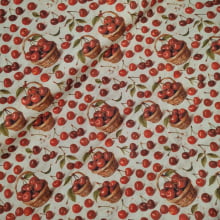 Tecido Tricoline Digital Cestas de Cerejas