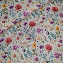 Tecido Tricoline Digital Floral Colorido Fd Off White