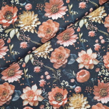 Tecido Tricoline Digital Floral Dalia fd Preto