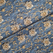 Tecido Tricoline Digital Floral Dourado fd Jeans