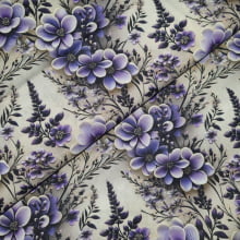 Tecido Tricoline Digital Floral Violeta