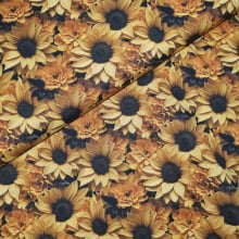 Tecido Tricoline Digital Girassóis fd Preto