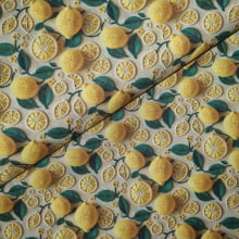 Tecido Tricoline digital limão siciliano crochê 2