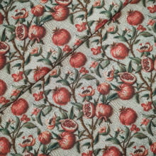 Tecido Tricoline Digital Romã fd Crochê Bege