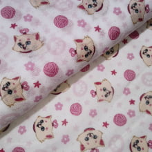 Fralda Estampada Dupla Gatinha Cor de Rosa