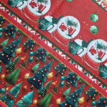 Tecido Digital Círculo Barrado Árvore de Natal 