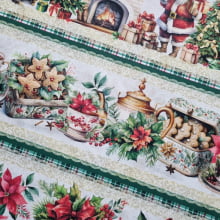 Tecido Digital Círculo Barrado Biscoitos Natalinos