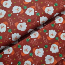 Tecido Digital Círculo Papai Noel HOHO