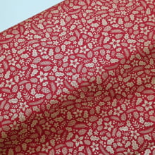Tecido Tricoline Natalino Ramos e Pinhas fd Vermelho