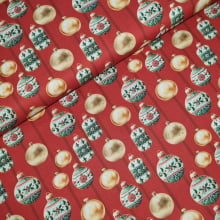 Tecido Digital Biscoitos e Bolas Natalinas